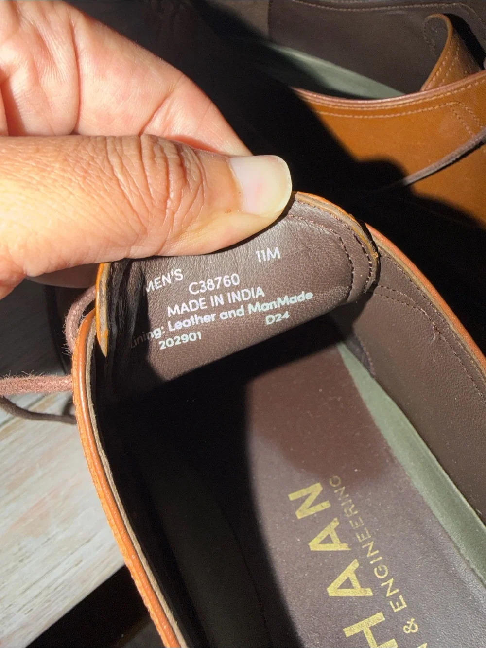 Cole Haan Men’s Tan Leather Cap-Toe Derby